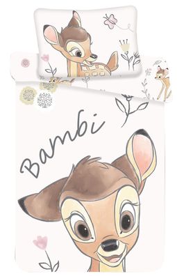 Bambi Baby Kinder Bettwäsche Set 100 x 135 cm + 40 x 60 cm 100 % Baumwolle