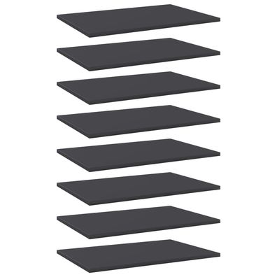 vidaXL Bücherregal-Bretter 8 Stk. Grau 60x40x1,5 cm Holzwerkstoff