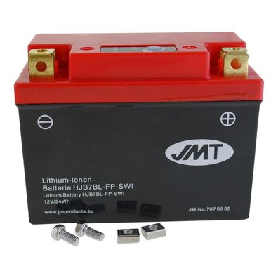 Lithium-Ionen-Batterie JMT HJB7BL-FP, 12 V 2 Ah, Pluspol rechts, DIN 50712