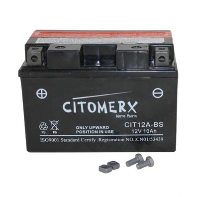 Flüssigbatterie CIT YTX12A, 12 V 10 Ah, Pluspol links, DIN 51013
