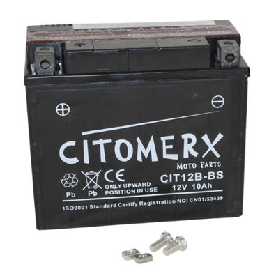 Flüssigbatterie CIT YT12B-4, 12 V 10 Ah, Pluspol links, DIN 51015