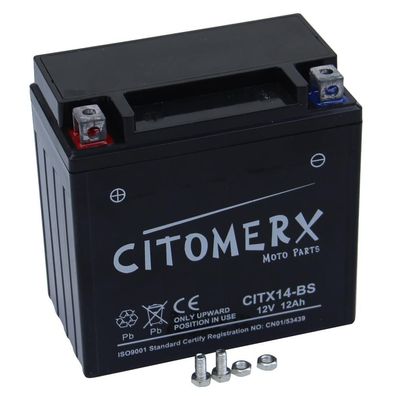 Gel-Batterie CIT YTX14 , 12 V 14 Ah, Pluspol links, DIN 51214