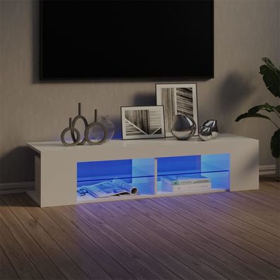 vidaXL TV-Schrank mit LED-Leuchten Hochglanz-Weiß 135x39x30 cm