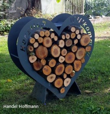 Kaminholzregal Regal Holz Aufbewahrung Herz Design Deko