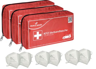 3x Verbandtasche Verbandstasche Erste-Hilfe Verbandskasten PKW DIN13164. ROT