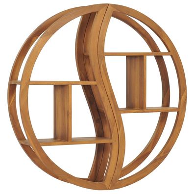 vidaXL Wandregal Yin und Yang 100x20x100 cm Teak Massivholz