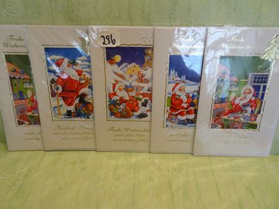 alte hochwertige Weihnachtsgrußkarten-Set & Umschlag Weihnachtsmann -Auswahl-