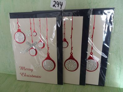 2 x alte 3D Weihnachtsgrußkarten-Set Einleger Umschlag sigel handmade Silver Bel