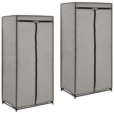 vidaXL Kleiderschränke 2 Stk. Grau 75×50×160 cm