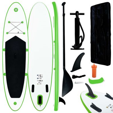 vidaXL Aufblasbares Stand Up Paddle Board Set Grün und Weiß