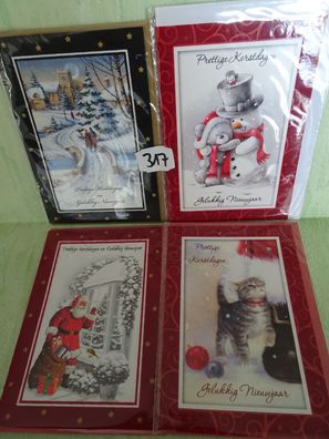4x Weihnachtsgrußkarten-Set & Umschlag Prettige Kerstdagen NL