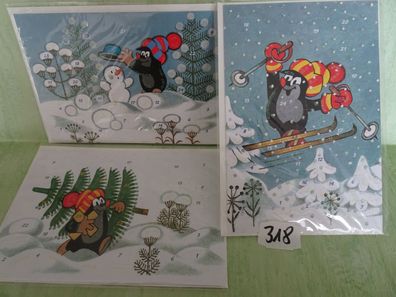 3x Weihnachtsgrußkarten-Set & Umschlag Korsch Verlag lustiger Pinguin