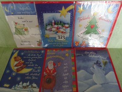 6x Perleberg Weihnachtsgrußkarten-Set & Umschlag Weihnachtsgrüße