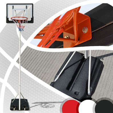 Basketballkorb rot 230-305cm mit Ständer Basketballständer Basketballanlage
