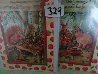 Weihnachtsgrußkarten-Set & Umschlag Frohe Weihnachten neues Jahr Hase Eichhörnchen