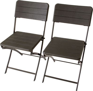 Klappstuhl 2er Set Stühle, schwarz Holz-Optik, Campingstuhl