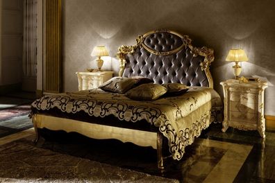 Chesterfield Klassisches Bett Luxus Möbel Barock Hotel Leder Schlafzimmer Betten