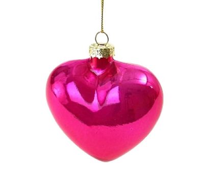 Valentinstag Schmuck Glas Herz pink rosa Baum Kugel Geschenk Anhänger