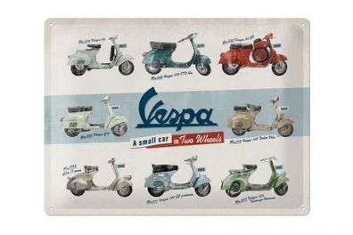 Relief-Blechschild "Vespa Modelle" - 40x30cm - Retro Vintage V50 Email Emaille