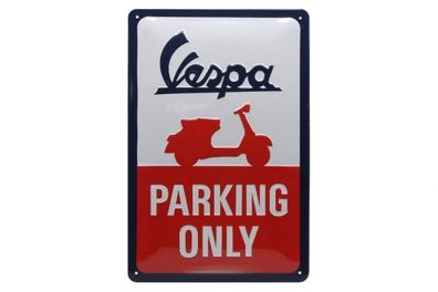 Relief-Blechschild "Vespa Parking Only" 30x20cm - Email Emaille Piaggio Service