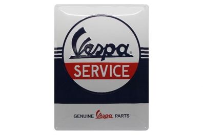 Relief-Blechschild "Vespa Service" - 40x30cm - Email Emaille Piaggio Servizio