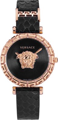 Versace VEDV00719 Palazzo Empire Greca roségold schwarz Leder Damen Uhr NEU
