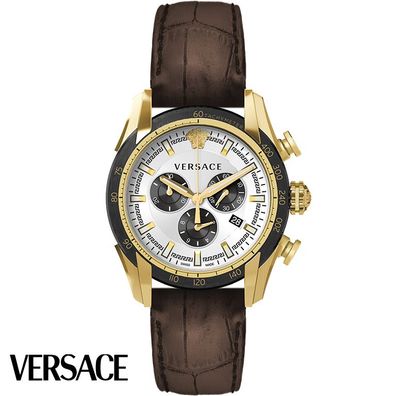 Versace VEDB00619 V-Ray Chronograph roségold braun Leder Armband Uhr Herren NEU