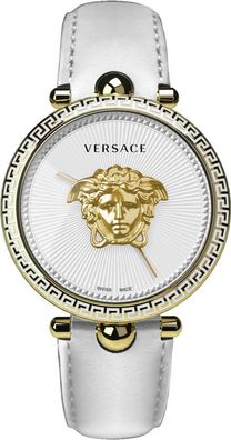 Versace VECO02022 Palazzo Empire gold weiss Leder Armband Uhr Damen NEU