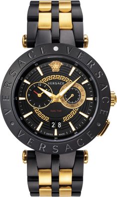 Versace VEBV00619 V-Race gold schwarz Edelstahl Armband Uhr Herren NEU
