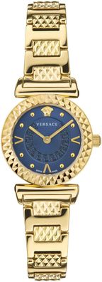 Versace VEAA01420 Mini Vanity blau gold Edelstahl Armband Uhr Damen NEU