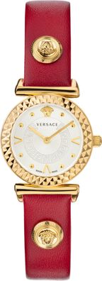 Versace VEAA01220 Mini Vanity weiss silber gold rot Leder Armband Uhr Damen NEU