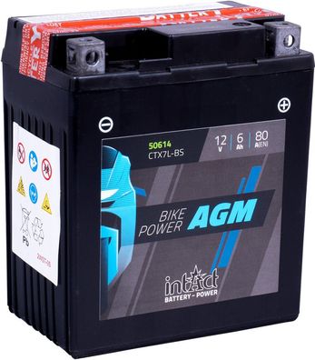 intAct - 50614 - Bike-Power AGM - CTX7L-BS - 12 Volt 6Ah Pb