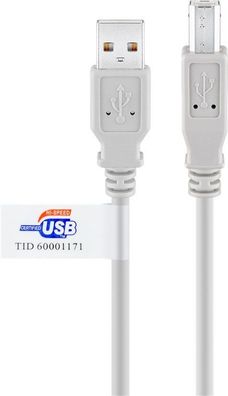 goobay - USB 2.0 Hi-Speed Kabel mit USB Zertifikat, Grau - USB 2.0-Stecker (Typ ...