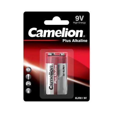 Camelion - 9 Volt Block - Plus Alkaline - 6LR61 - 9 Volt 680mAh Zn/ Mn02