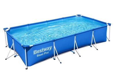 Bestway Frame Pool Steel Pro, eckig, blau, 400 x 211 81 cm, mit Reparaturflicken, ohn