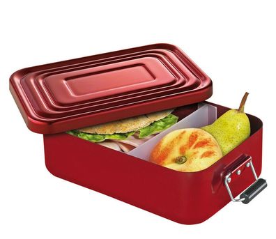 Küchenprofi Lunchbox mit Trennsteg rechteckig rot Aluminium Deckel Vesper Brot