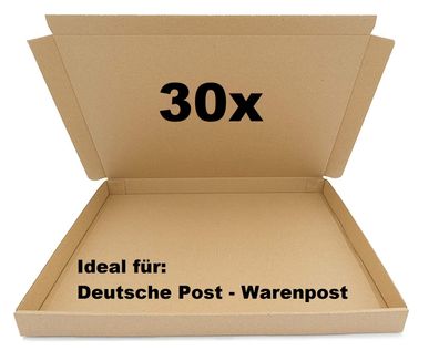 30x SAD Warenpostkartons 350x250x30mm Karton für Warenpost International XS geeign...