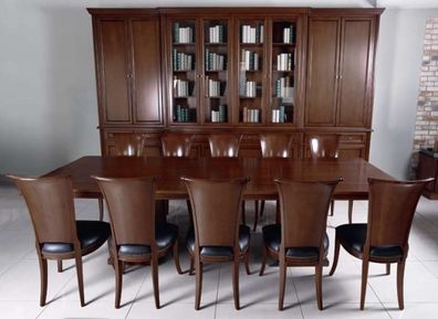 Hochwertiger Konferenztisch Set Tisch 10x Stühle Möbel Holz Tische Büro Luxus