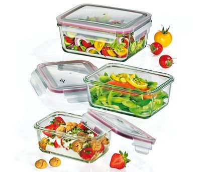 Küchenprofi Vorratsdosen-Set Lunchbox 3-tlg Deckel Glas transparent Aufbewahrung