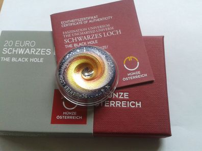 Original 20 euro 2022 Österreich Schwarzes Loch Universum Weltall Silber