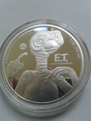 2$ 2022 Niue ET 1 Unze Silber 2 Dollars 2022 Niue E.T. Allein zu Hause 1oz Silber