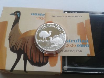 1$ 2020 PP Australien Emu 1 Unze Silber 9999er Emu 1 Dollar 2020 PP Emu