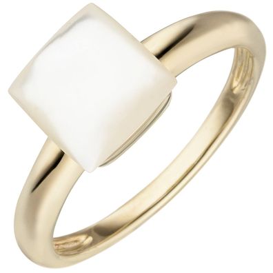 Damen Ring Perlmu 925 Silber gold vergoldet 1 Perlmutt-Einlage