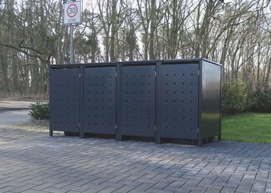 4 Mülltonnenboxen Modell No.1 Anthrazit komplett RAL7016 für 240Liter Mülltonnen