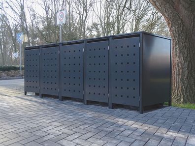 5 Mülltonnenboxen Modell No.2 Anthrazit komplett RAL7016 für 120Liter Mülltonnen