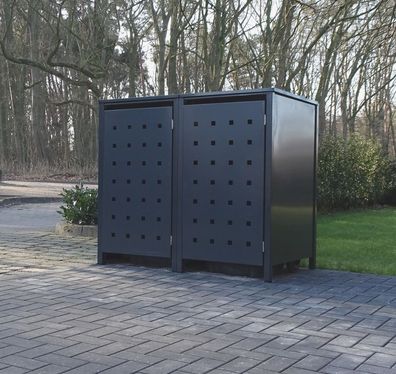 2 Mülltonnenboxen Modell No.2 Anthrazit komplett RAL7016 für 240Liter Mülltonnen