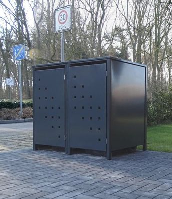2 Mülltonnenboxen Modell No.3 Anthrazit komplett RAL7016 für 240Liter Mülltonnen