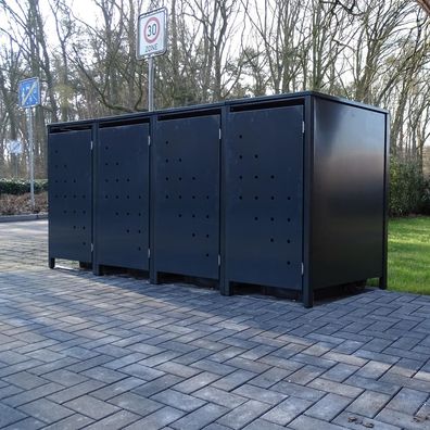 4 Mülltonnenboxen Modell No.4 Anthrazit komplett RAL7016 für 240Liter Mülltonnen