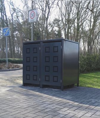 2 Mülltonnenboxen Modell No.5 Anthrazit komplett RAL7016 für 120Liter Mülltonnen