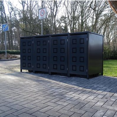 4 Mülltonnenboxen Modell No.5 Anthrazit komplett RAL7016 für 120Liter Mülltonnen